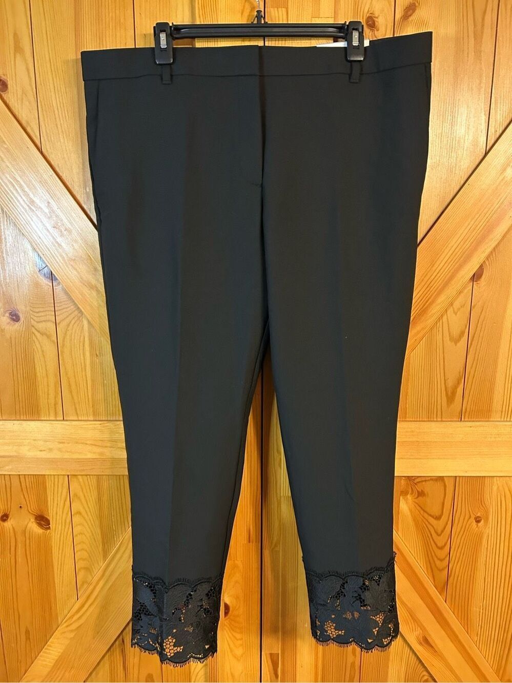 Ann Taylor The Ankle Pant In Bi-Stretch Slim Leg Mid rise lace bottom size 16 nw